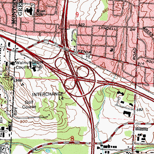 Topographic Map of Interchange 14, OH