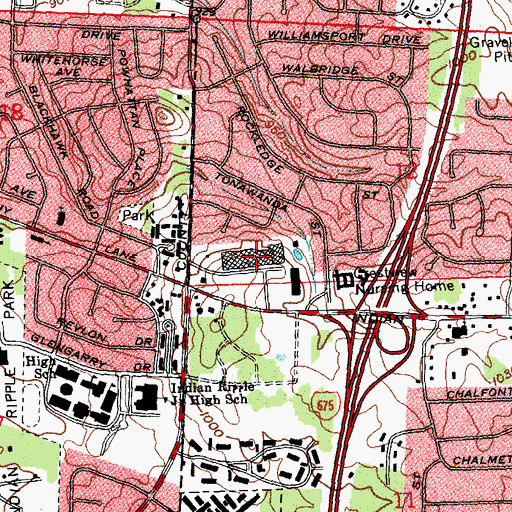 Topographic Map of Indian Riffle Shopping Center, OH