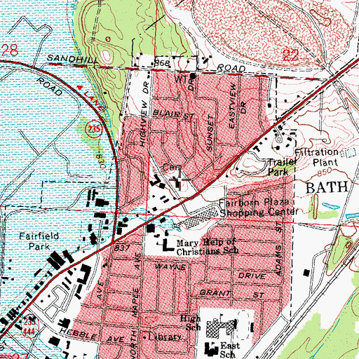 Topographic Map of First Presbyterian Church of Fairborn, OH