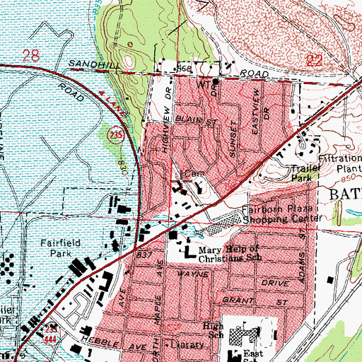 Topographic Map of First Baptist Church of Fairborn, OH
