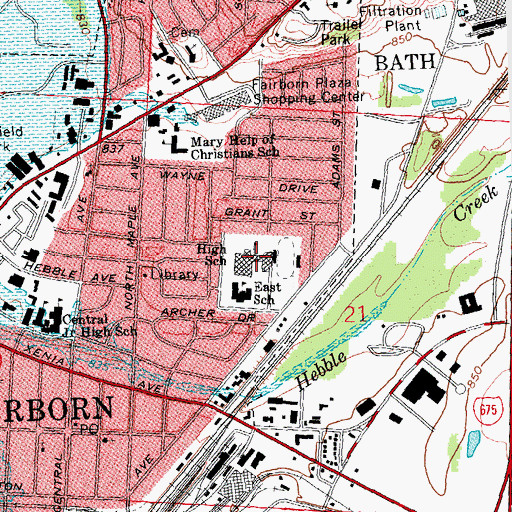 Topographic Map of Baker Junior High School, OH