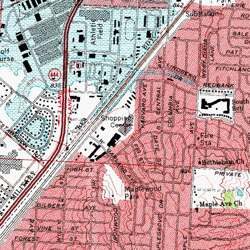 Topographic Map of Skyway Shopping Plaza Shopping Center, OH