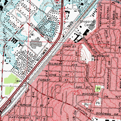 Topographic Map of Liberty Missionary Baptist Church, OH