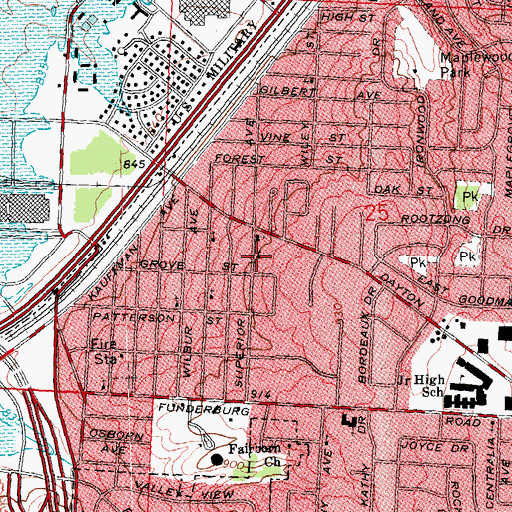 Topographic Map of South Fairborn Baptist Church, OH
