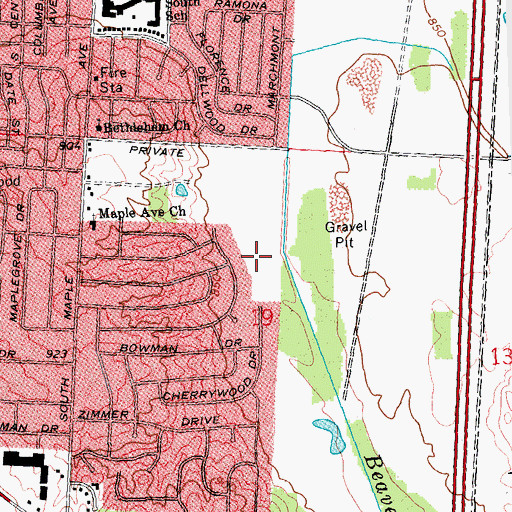 Topographic Map of Wedgewood Park, OH