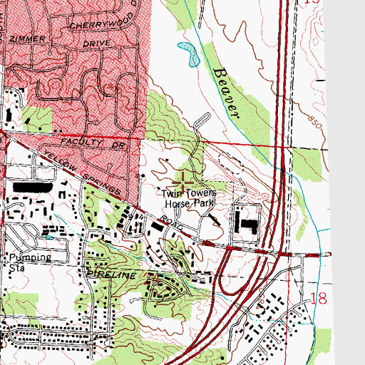 Topographic Map of Twin Towers Horse Park, OH