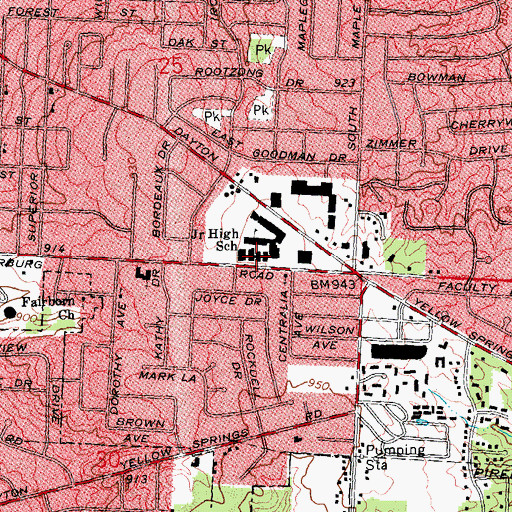 Topographic Map of Five Points Elementary School, OH