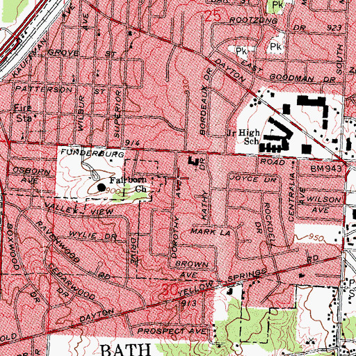 Topographic Map of Church of Christ, OH