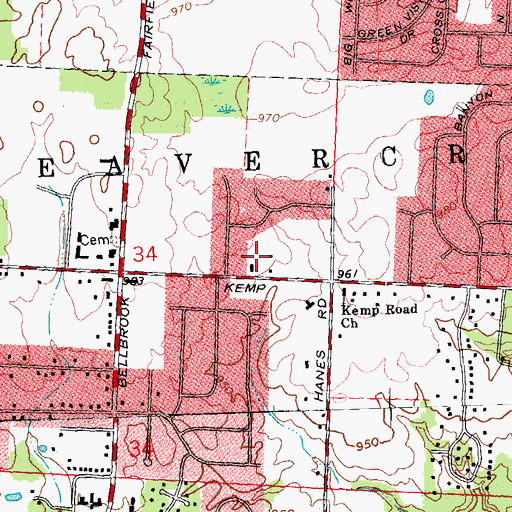 Topographic Map of Wartinger Park, OH