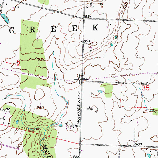 Topographic Map of Sugar Grove School (historical), OH
