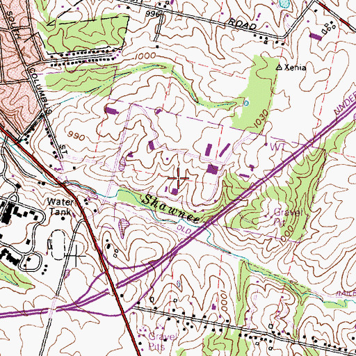 Topographic Map of Xenia Industrial and Commercial Park, OH