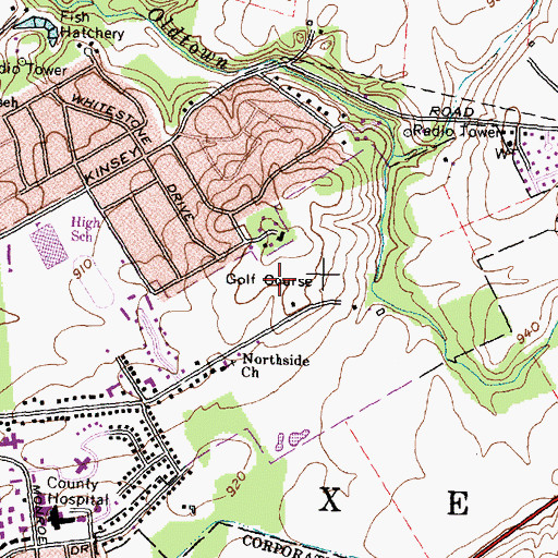 Topographic Map of Xenia Golf Club, OH