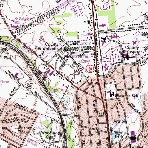 Topographic Map of Greene County Fairgrounds, OH