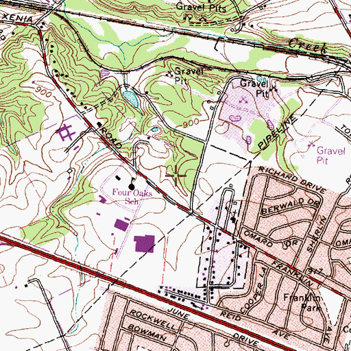 Topographic Map of Pierce County Park, OH