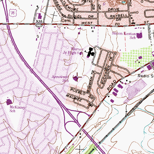Topographic Map of Arrowood Elementary School, OH