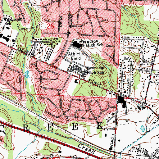 Topographic Map of Beavercreek High School, OH