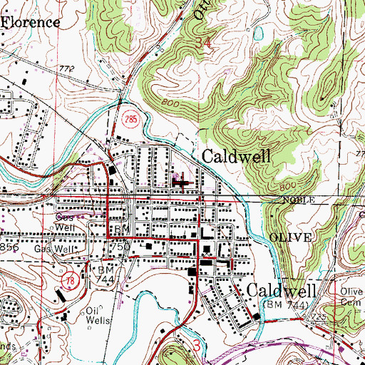 Topographic Map of Caldwell High School, OH