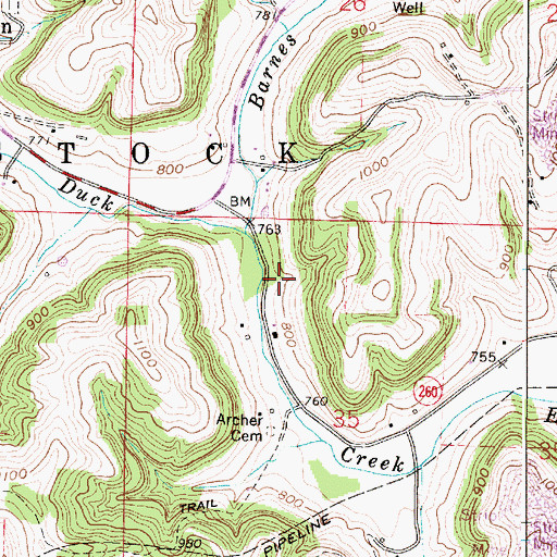 Topographic Map of Archer School (historical), OH