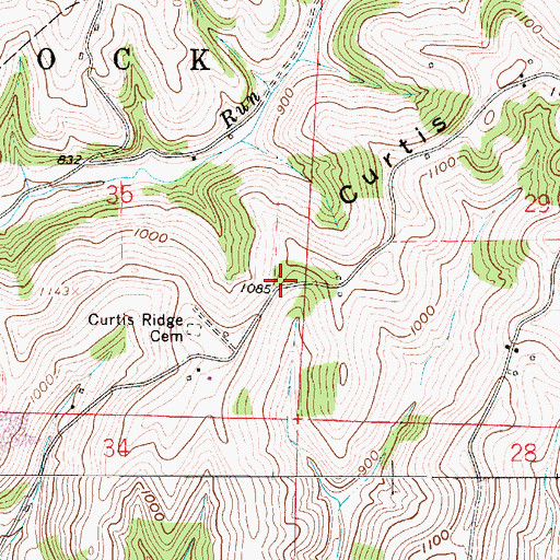 Topographic Map of Curtis Church (historical), OH