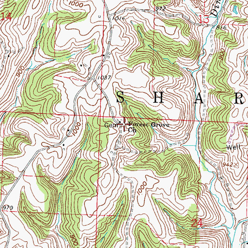 Topographic Map of Forest Grove School (historical), OH