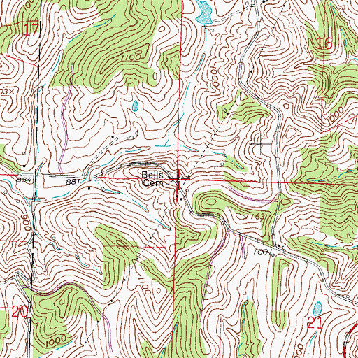 Topographic Map of Bells Church, OH