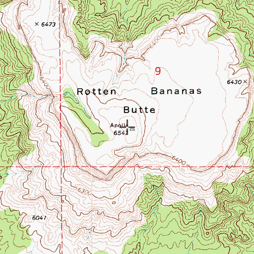 Topographic Map of Rotten Bananas Butte, AZ