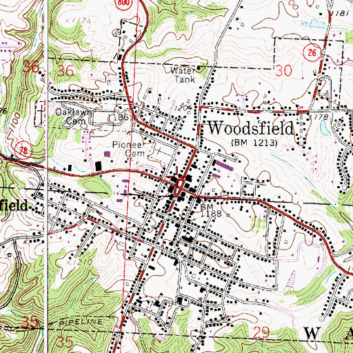 Topographic Map of Monroe County Courthouse, OH