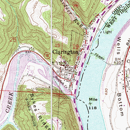 Topographic Map of Clarington Elementary School, OH