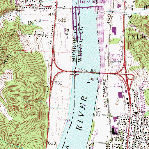 Topographic Map of McEldowney Bar, OH