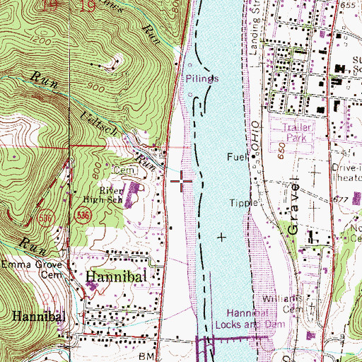 Topographic Map of Suters Landing, OH