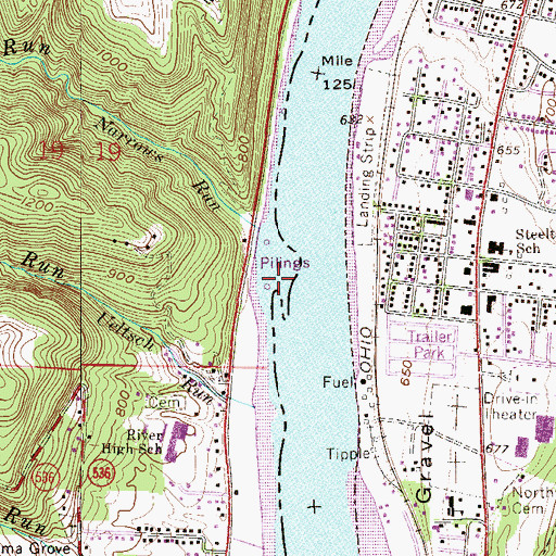 Topographic Map of Hooks Bar, OH