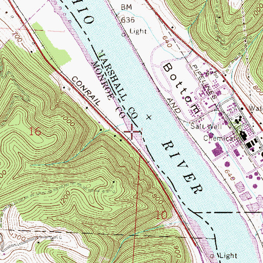 Topographic Map of Martins Landing, OH