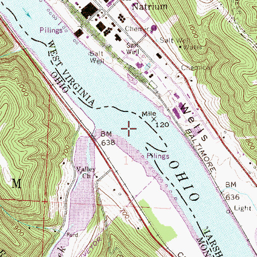 Topographic Map of Opossum Creek Bar, OH