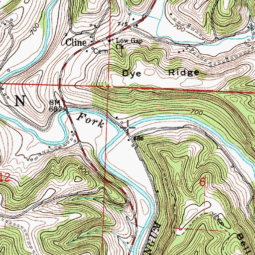 Topographic Map of Knowlton Bridge, OH