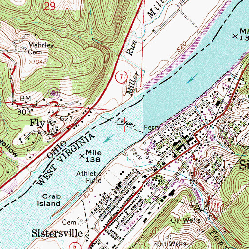 Topographic Map of Fly Ferry, OH
