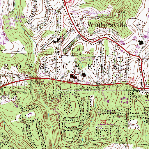 Topographic Map of Indian Creek High School, OH