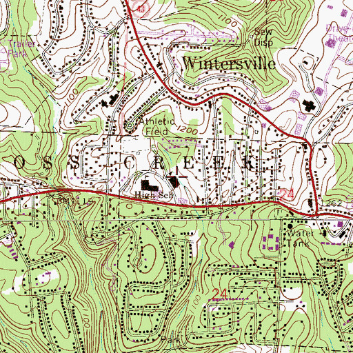 Topographic Map of Buchanan Junior High School, OH