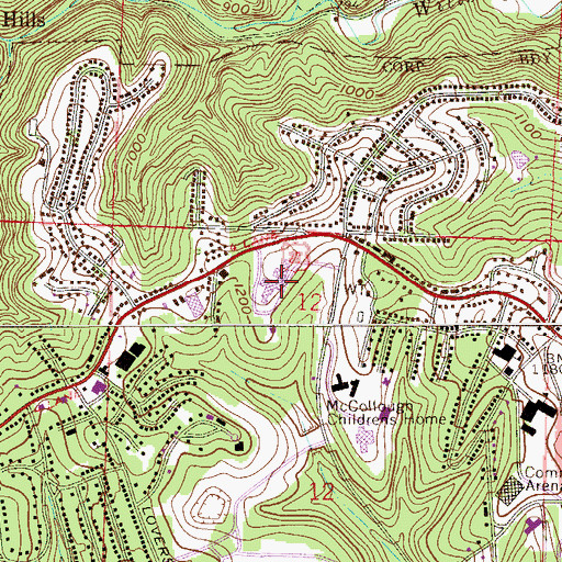 Topographic Map of Jefferson County Technical College, OH
