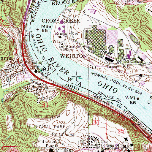 Topographic Map of Lock and Dam Number 10 (historical), OH