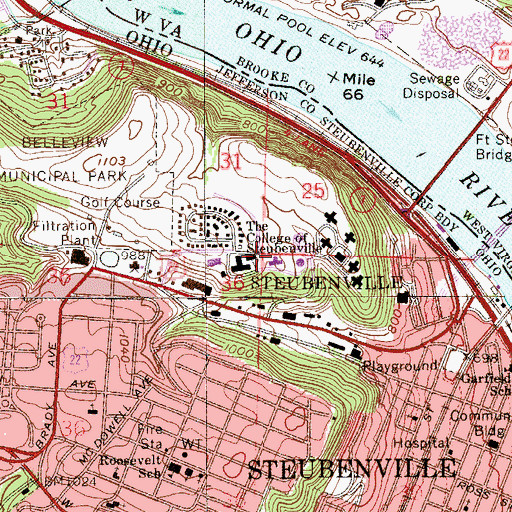 Topographic Map of John Paul II Library, OH