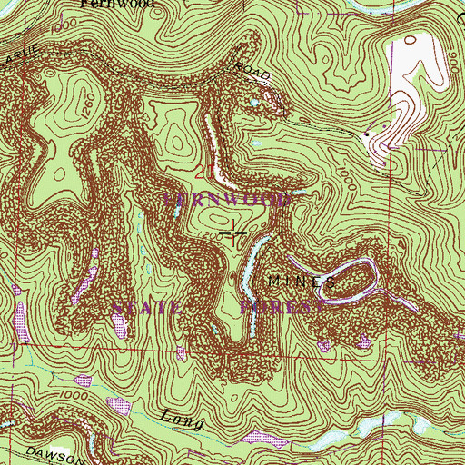 Topographic Map of Fernwood State Forest, OH