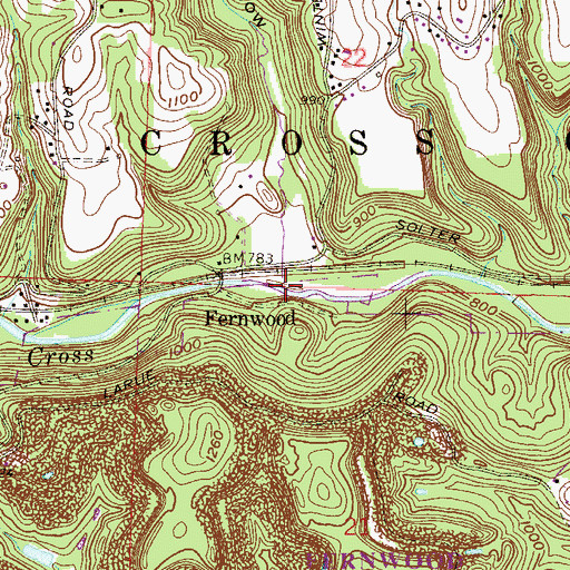 Topographic Map of Barbers Run, OH