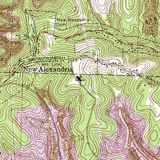 Topographic Map of New Alexandria Elementary School, OH