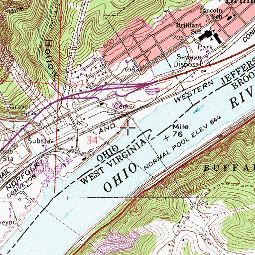 Topographic Map of Blockhouse Run, OH