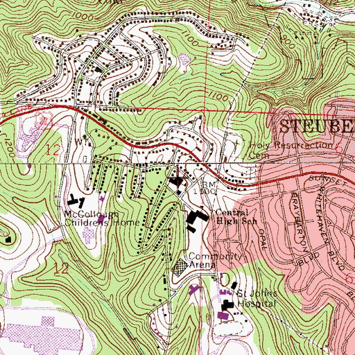 Topographic Map of Holy Rosary School, OH