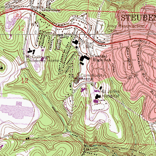 Topographic Map of Saint John Community Arena, OH