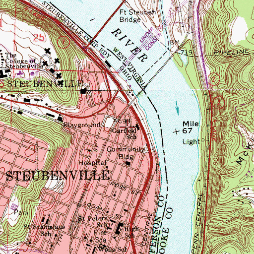 Topographic Map of Jacksonville, OH
