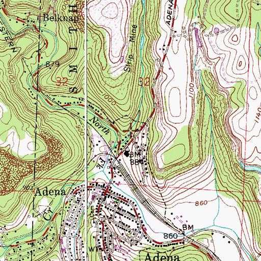 Topographic Map of Adena Elementary School, OH