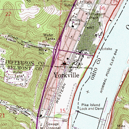 Topographic Map of South Middle School, OH