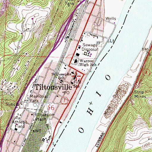 Topographic Map of Tiltonsville Elementary School, OH